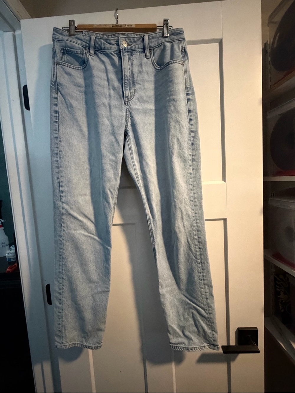 American Eagle Outfitters Strigid High Rise Light Blue Straight Leg Jeans
